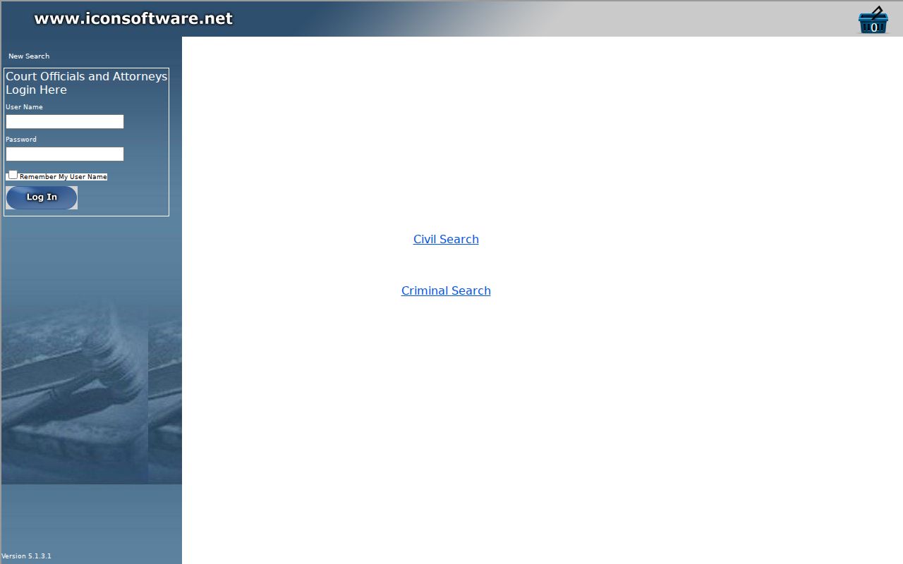 Douglas County public court search interface with no person entered