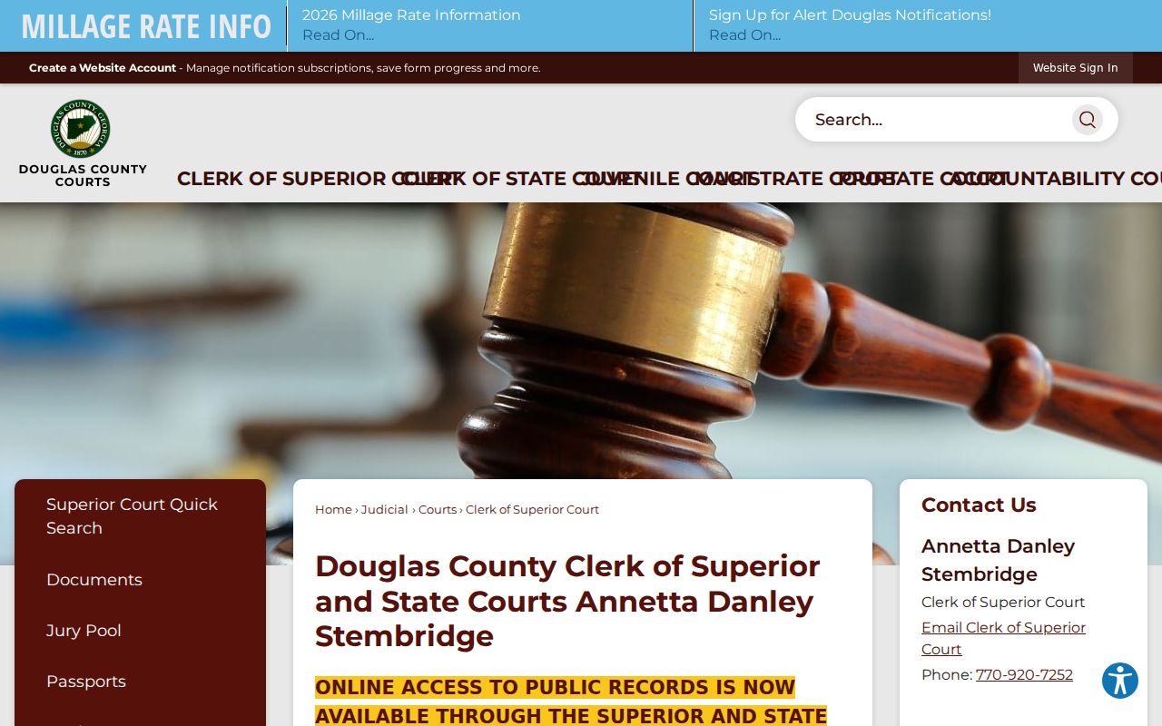 Douglas County bench warrant records at Superior Court Clerk
