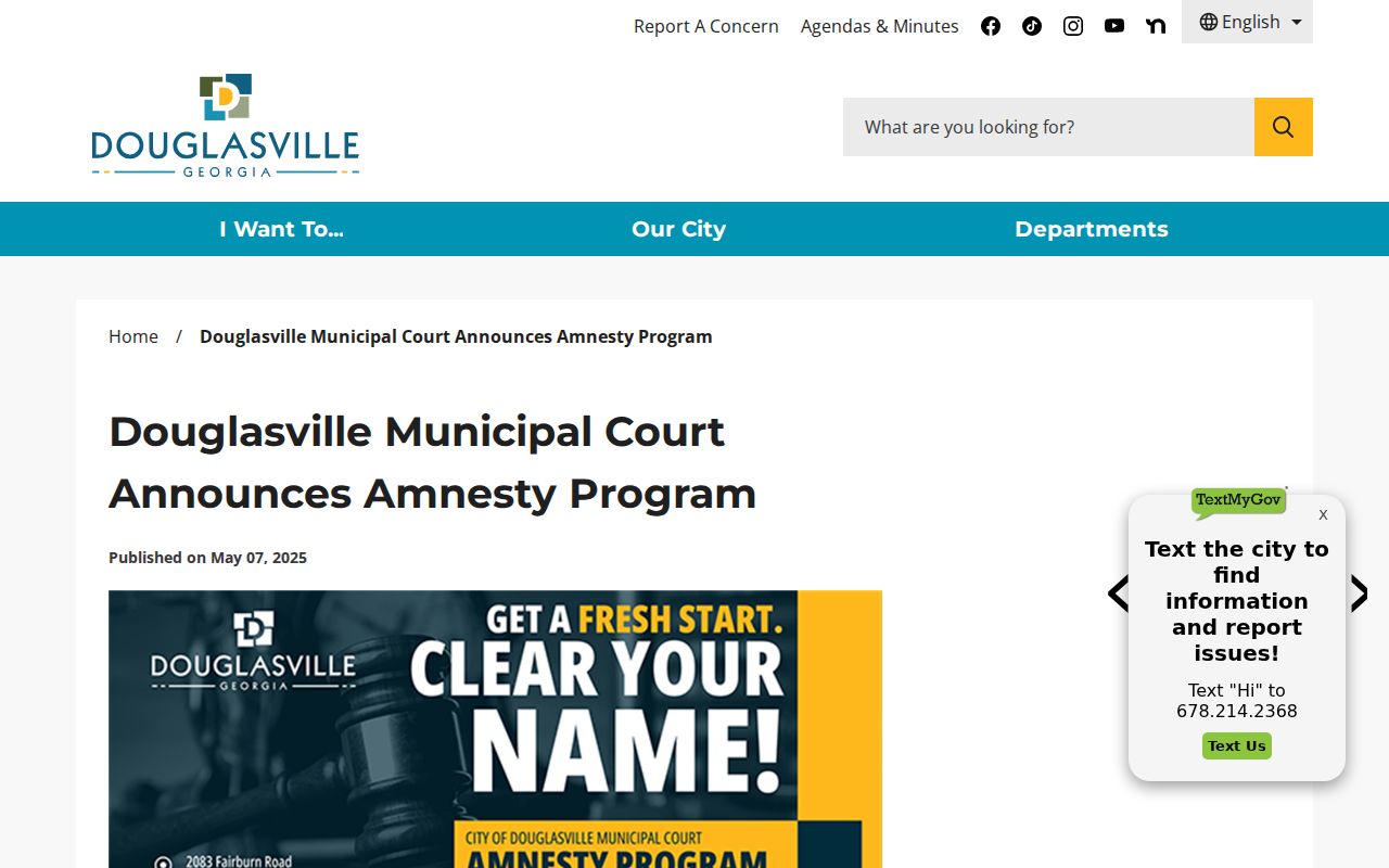 Douglas County traffic warrant historical Douglasville amnesty