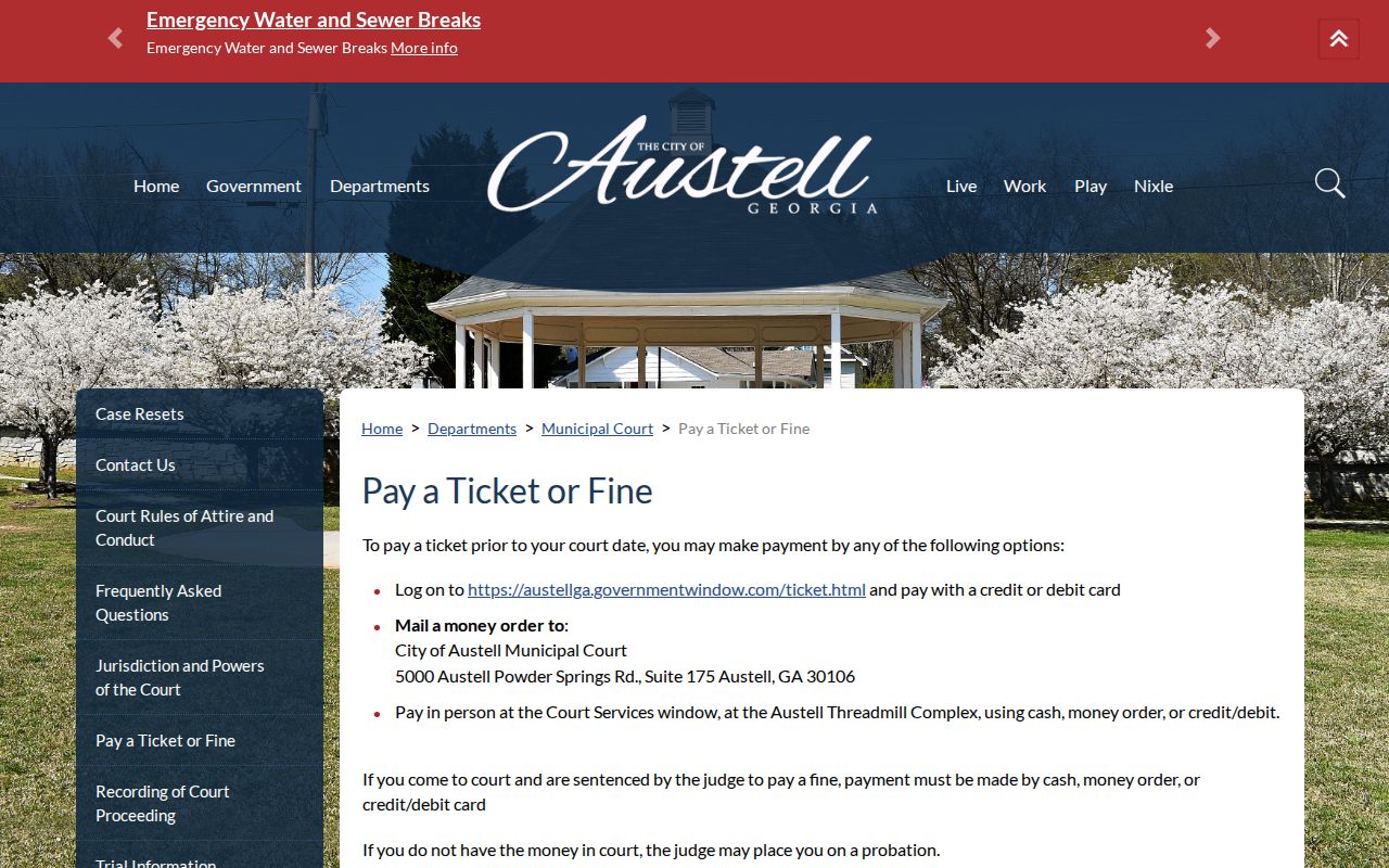 Douglas County traffic warrant payment-only route in Austell